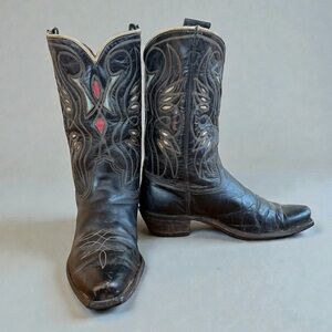1960s Acme Inlay Flame Motif — Men’s 9 D -  Vintage Cowboy Boots